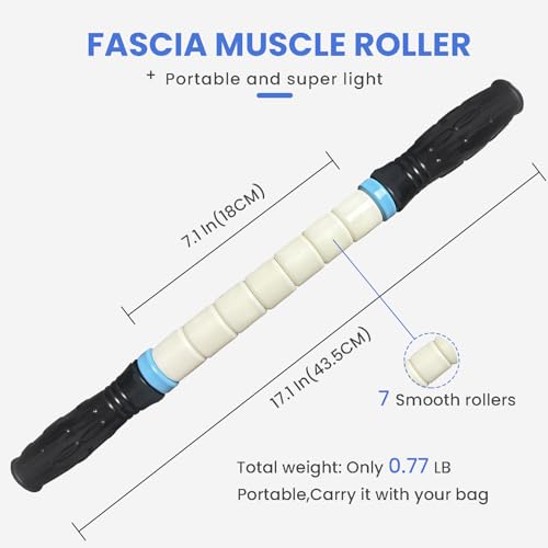 Muscle Roller Stick Ctwctr Massage Roller for Lymphatic Drainage, Cellulite Massager, Leg Massager for Circulation and Pain Relief, Deep Tissue & Trigger Point Massage - color: White
