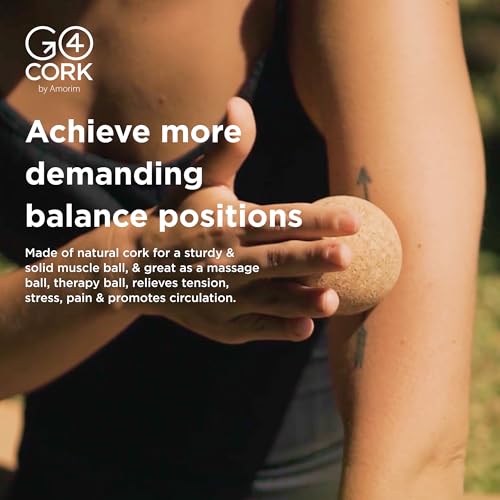 Go4Cork Cork Massage Ball - 2.4 inch | Natural Cork Yoga Massager Ball | For Muscle Release, Tension & Trigger Points, Firm Non-Slip Therapy Ball, Sustainable Wellness Gift & Foam Roller Alternative