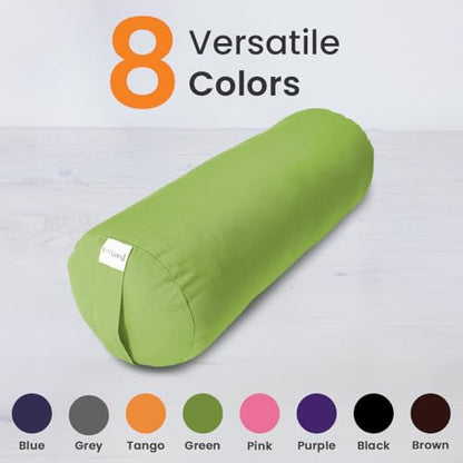 Sol Living Yoga Bolster Pillow for Restorative Yoga, 100% Cotton Meditation Cushion, Extra Firm Support Bolster for Yoga Body Pillow with Removable Washable Cover and Carry Handle