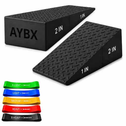 Squat Wedge Block, Non-Slip Adjustable Slant Board for Squats, 5 Bands | High-Density Rubber, Dual Heel Elevator, for Goblet Squats, Calf Raise Training & Deadlifts"