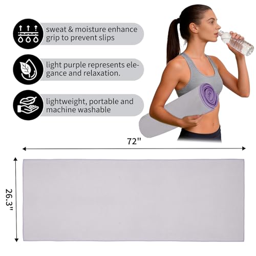 PrecisionAuto Non-Slip Microfiber Yoga Mat Towel - color: Light Purple