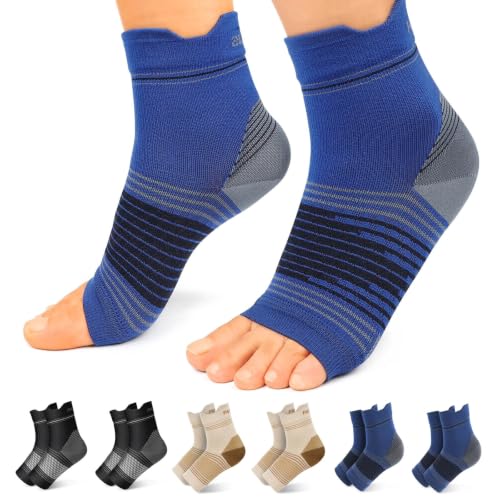 PAPLUS 6 Pairs Compression Socks with Arch Support for Plantar Fasciitis - color: 2 Black+2 Nude+2 Navy(6 Pairs), size: Medium (6 Pair)