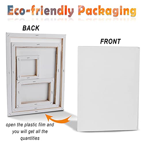 24 Pack Canvases for Painting with 4"x4", 5"x7", 8"x10", 9"x12", 11"x14", 12"x16", Round Canvas with 12"x12", 8"x8", Painting Canvas for Oil & Acrylic Paint. - size: 24 Packs - 8 Sizes (3 of Each)