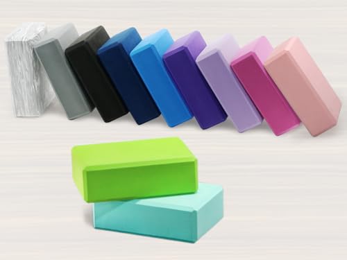 EXERZ Yoga Blocks 2 pack, Gym Blocks, Exercise Workout Fitness Bricks, Pilates Stretch Handstand Non-Slip - color: Turquoise