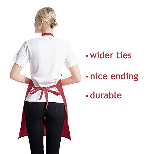 Total 15 PCS Deep Red Plain Deep Red Bib Apron for Women Men Adult with 2 Front Pockets-Painting Baking Cooking Kitchen Apron for Women Girls-(Wine,15pcs) - color: Deep Red-15pcs