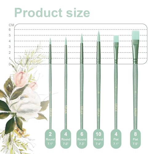 Paint Brushes Set for Acrylic Painting,Watercolor Brushes Painting Brush Nylon Hair Brushes for Acrylic Oil Watercolor Canvases Rock Body Face Nail Miniature Detailing Drawing Art Supplies(Green) - color: Green