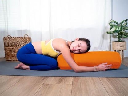 Pranayama Yoga Bolster Meditation Pillow - color: Tango, size: Cylindrical 26" x 8"