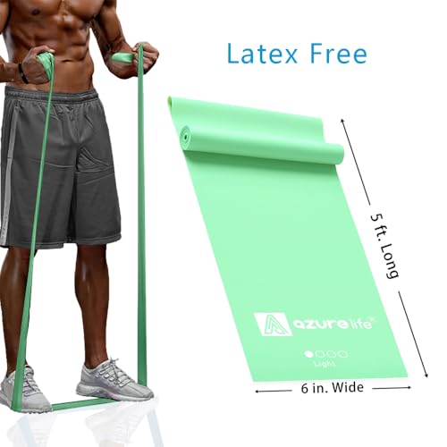 A AZURELIFE Professional Individual Exercise Resistance Bands, Single 5, 6,7 Ft or 8 Yards Elastic Bands, Non-Latex Stretch Bands for PT, Yoga, Pilates, Rehab, at-Home or The Gym Workouts - color: Green - Light, size: 5 Feet