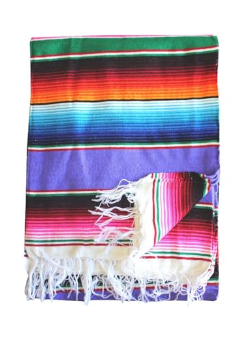 Del Mex Mexican Serape Blanket (X-Large, Lavender) - color: Lavender, size: X-Large