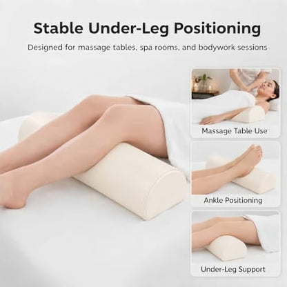 Dual-Cover Massage Table Bolster Pillow, 3/4 Round, Light Beige