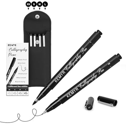 KEMYR 4 Sizes Black Fineliner Micro Drawing Pens, Waterproof Pigment Ink | Archival Ink,AP Certified Calligraphy Pens with Case for Illustration,Journaling,Sketching,Manga,Artists And Beginners - color: Black Calligraphy Pens 4PCS,XS-L, style: 4 SIZES,XS-