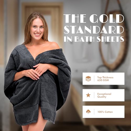 White Classic Luxury Soft Bath Sheets Set - 650 GSM Cotton Luxury Bath Towels Extra Large 35x70 | Highly Absorbent and Quick Dry | Hotel Quality Extra Large Towels Oversized, Black, 4 Pack - color: Black, size: Bath Sheets, 4 Pack