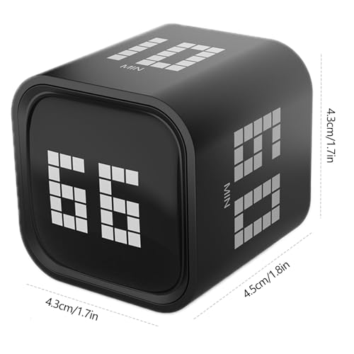 Rotating Focus Timer, 5/25/10/50-Minute Pomodoro Timer, Desk Flip Countdown with Vibration & Volume Control, ADHD-Friendly Tool for Office, Study, and Kitchen (Black) - color: Black
