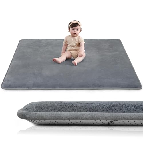 Huloo Sleep Ultra Soft Baby Play Mat for Floor, Dark Grey, 79"×79" - color: Dark Grey, size: 79"×79"×1.3"