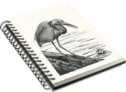 Creative Mark Double Wire Spiral Bound Field Sketch Book [160 Pages - 5 x 7], Black Embossed Leatherette Journal, Light Cream Acid-Free Paper, Perfect for Dry Media and Drawing - size: 5 x 7" - Single