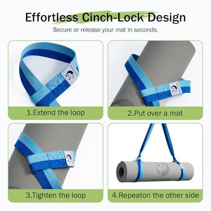Slim Panda Yoga Mat Straps for Carrying, Adjustable Yoga Mat Carrier Sling Fits All Mats(Mat Not Included) - color: Ocean, size: 72 inches