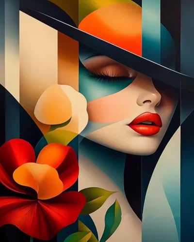 DOTSTART Paint by Numbers for Adults,Beautiful Woman with Flower Adult Paint by Number Kits on Canvas,DIY Paint by Numbers Easy,Number Painting Acrylic Oil Painting,for Home Wall Decor 15.7X19.7 Inch - color: PB172-1