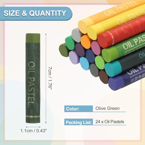 PATIKIL Olive Green Oil Pastels, 24Pcs Soft Oil Crayons Creamy Pastels Stick Art Supplies for Art Painting Drawing Blending Graffiti for Drawing Beginners Artists - color: Olive Green