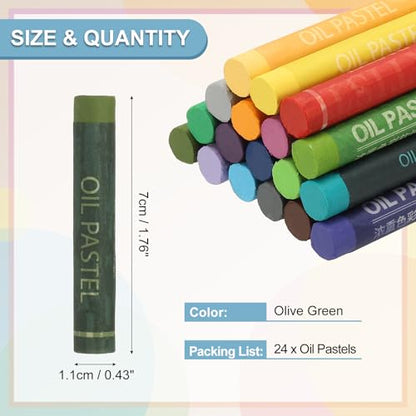 PATIKIL Olive Green Oil Pastels, 24Pcs Soft Oil Crayons Creamy Pastels Stick Art Supplies for Art Painting Drawing Blending Graffiti for Drawing Beginners Artists - color: Olive Green