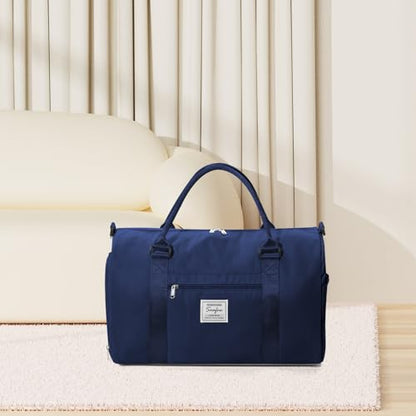 Gym Bag Womens Mens with Shoes Compartment and Wet Pocket Travel Duffel Bags for Women for Plane Sport Gym Tote Bags Swimming Yoga Waterproof Weekend Overnight Bag Carry on Bag Hospital Holdalls - color: A20-Dark Blue