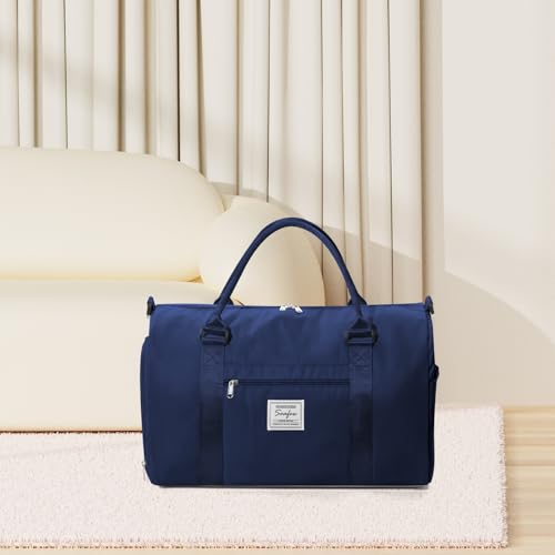 Gym Bag Womens Mens with Shoes Compartment and Wet Pocket Travel Duffel Bags for Women for Plane Sport Gym Tote Bags Swimming Yoga Waterproof Weekend Overnight Bag Carry on Bag Hospital Holdalls - color: A20-Dark Blue