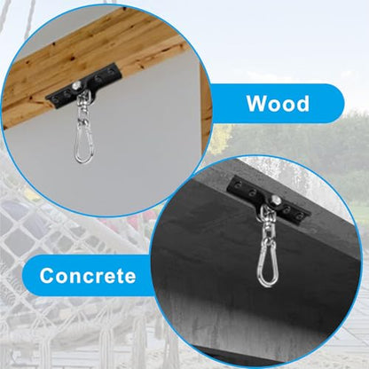Heavy Duty Swing Hanger Hook, Swing Hangers for Wooden Concrete Swingset Hangers, 360° Swivel Swing Set Hanger，Suspension Hooks for Hammock Chairs, Yoga Swings, Punching Bag