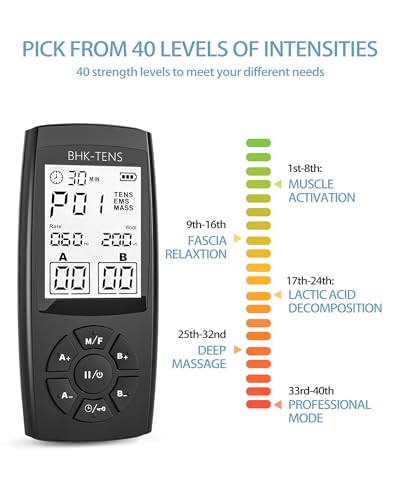TENS Unit Muscle Stimulator for Pain Relief Therapy, 22 Modes EMS TENS Machine, Electronic Muscle Relaxer for Shoulder Pain Relief, Back Pain, Shoulder Neck Pain Relief - color: Black