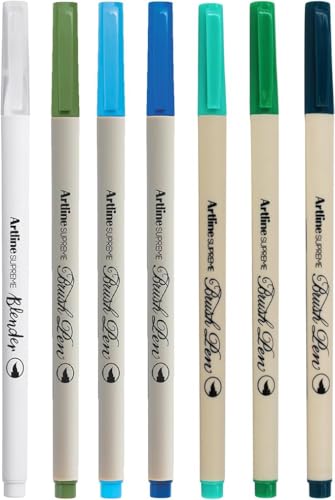 Artline SUPREME Brush Pens | AP Certified Safe for Kids | Blur Resistant Ink | EPFS-F | Flexible Brush Nib Creates Unique Wide & Fine Lines | Assorted Botanical 7-Pack - size: 7-Pack Botanical