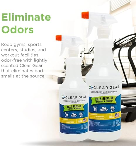 Clear Gear Gym Disinfectant, Yoga Mat Cleaner 16 Oz and 32 Oz Spray Bottles | Equipment, Protective Gear and Facilities, Hospital Grade Disinfectant, Mixed Pack Gym Cleaning Supplies - style: Mixed Pack