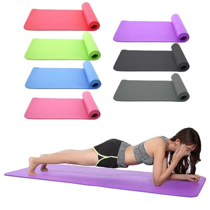 Extra Thick Yoga Mat, 10mm NBR Exercise Mat with Carry Strap, Non-Slip for Home & Gym Workouts, 72x24 inches