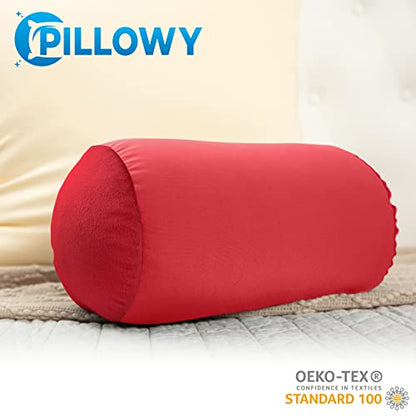 Microbead Bolster Neck Roll Pillow, 14x8 in Cylinder Tube, Deep Red - color: Deep Red
