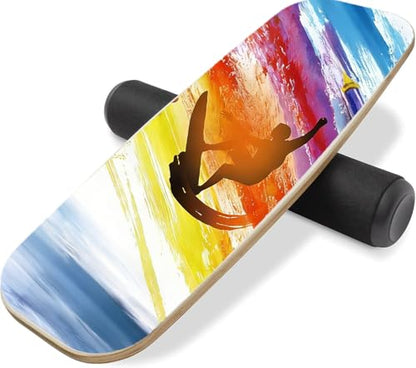 Balance Board Surf Trainer with Adjustable Stoppers - 2 Different Distance Options Balance Board for Surfing, Snowboarding, Skiing, Skateboarding, 300lbs Capacity - color: surfing
