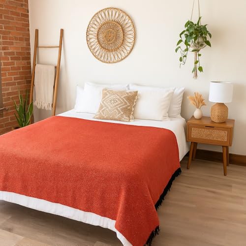 Open Road Goods Solid Color Mexican Yoga Blanket – Large Handwoven Throw for Yoga, Beach, Camping or Home – Soft and Durable Cotton Blend - color: Rust