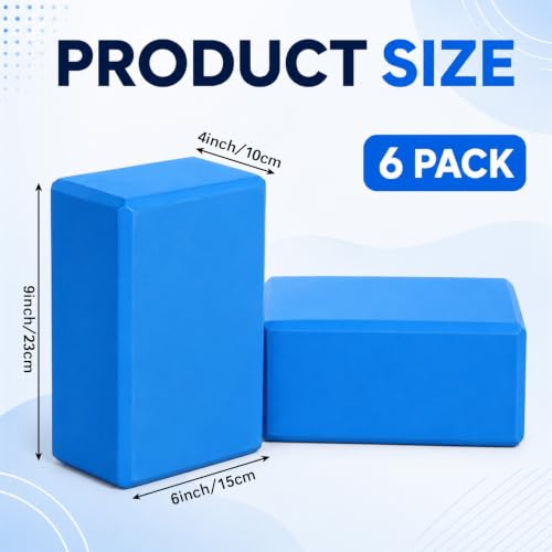 Wettarn 6 Pack Yoga Blocks 9 x 6 x 4 Inch EVA Foam, Lightweight - color: Blue