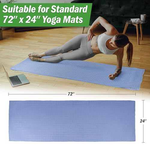 Yoga Mat Towel and Gym Towel Set - 2-Piece Non Slip Set for Hot Yoga, Pilates, and Gym - 72” x 24” Sweat Absorbent and Quick Drying Blanket with Corner Pockets for Mats by Wakeman (Blue) - color: Blue
