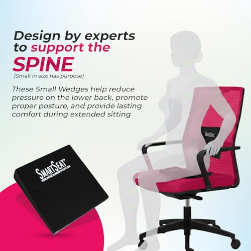 SmartSeat Wedges for Back, Knee & Sit Bone Support Posture Correction Pain Relief and Comfort Ideal for Office Chairs, Home Seating, Yoga, Meditation and Pilates Practice, Small Foam Wedges Pack of 2