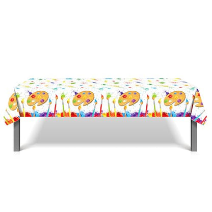 1Pc Watercolor Painting Party Plastic Tablecloth 54 x 87 Inch Long Table Cover, Artistic Painting Party Tablecover for Art Draw Theme Kids Baby Shower Birthday Dinner Picnic Kitchen Event - color: Watercolor Painting