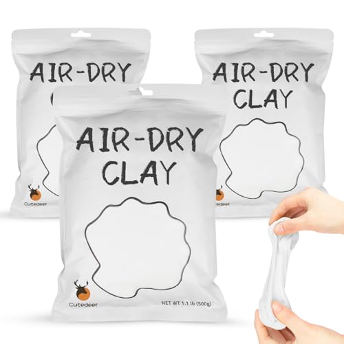 Cutedeer White Air Dry Clay, 3.3lb Foam Modeling Clay, Soft Squishy Molding for Kids Adults, Arts & Crafts Project Slime Supplies(3.3lb - 3 Pack, White) - color: White, size: 3.3lb - 3 PACK