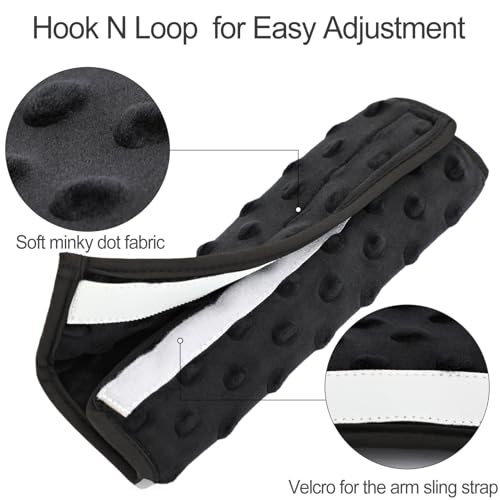 1Pc Arm Sling Padding for Neck Arm Sling Strap Cushion Neck Pad Cushions Shoulder Brace Carry Strap Pads Elbow Wrist Injury Support Strap Padded Women Men Minky Dot Black - color: Minky Dot Black-1pc