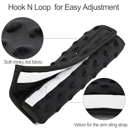 2Pcs Arm Sling Padding for Neck Arm Sling Strap Cushion Neck Pad Cushions Shoulder Brace Carry Strap Pads Elbow Wrist Injury Support Strap Padded Women Men Minky Dot Black - color: Minky Dot Black-2pcs