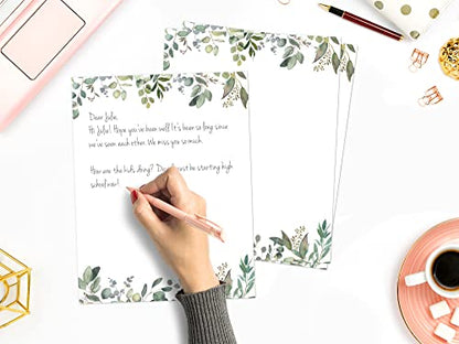 Leaf Theme Paper Stationery, Greenery Letterhead Paper 8.5 x 11 Inches, 50 Sheets, Elegant Writing Paper, Pretty Stationary Paper, Decorative Printer Paper - color: Leaf Paper 50 Set