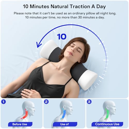 Neck Roll Pillow - Cooling Cover Round Neck Pillow for Sleeping - Memory Foam Cervical Support Pillow - Ergonomic Cylinder Pillows for Neck, Leg, Back, Yoga, Relaxing (Grey White) - color: Grey White