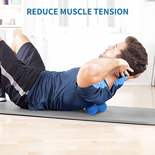 5BILLION Peanut Massage Ball - Double Lacrosse Massage Ball & Mobility Ball for Physical Therapy - Deep Tissue Massage Tool for Myofascial Release, Muscle Relaxer, Acupoint Massage (Black) - color: Blue-soft
