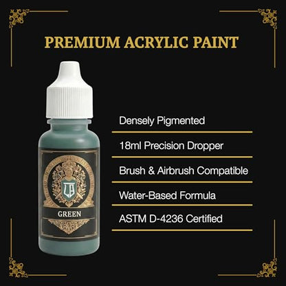 Ludus Bellum Miniature Paint Green Color 18ml Precision Dropper Bottle | Professional Acrylic Paint for Miniatures & Models, Provides Quality Acrylic Tones and Shades for Warhammer 40K D&D Figures - color: Green