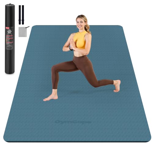Extra Large Yoga Mat – 72"x48" or 78"x57", 1/4"–1/2" Thick Mat for Women & Men, TPE Non-Slip Pilates Mat for Home Gym, Yoga, Stretching, Meditation - color: Ocean Blue, size: 72x48x1/4inch