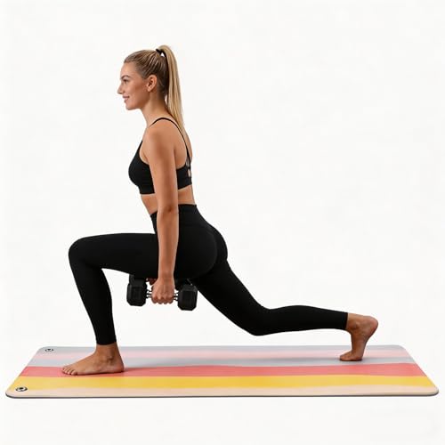 Hanging Fitness Exercise Mat, All-Purpose Non-Slip Workout Mat with Metal Grommets, Rollable Yoga Mat for Yoga, Strength Training & Stretching - color: 56*24Multicolor, size: 56*24inch（5mm）