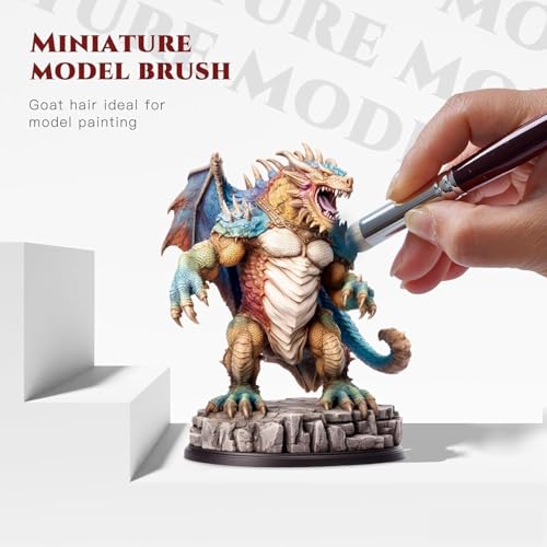 Kolinsky Sable Miniature Brushes Drybrushes for Miniature Set 7 pcs Paint Brushes for Miniature Oil Acrylics Model Paint Brushes #3, 5, 6 - color: Red
