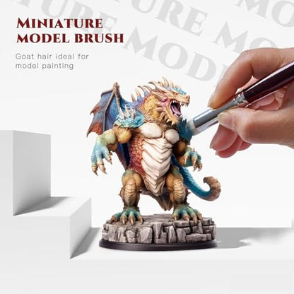 Kolinsky Sable Miniature Brushes Drybrushes for Miniature Set 7 pcs Paint Brushes for Miniature Oil Acrylics Model Paint Brushes #3, 5, 6 - color: Red