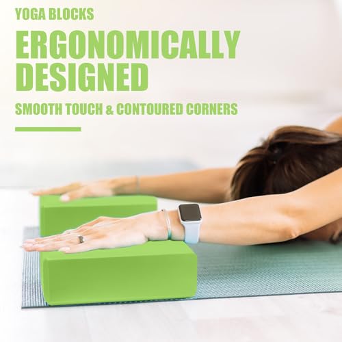 Septo 2 Pcs Yoga Blocks, 9x6x3 Inch Foam Blocks for Pilates - color: Green