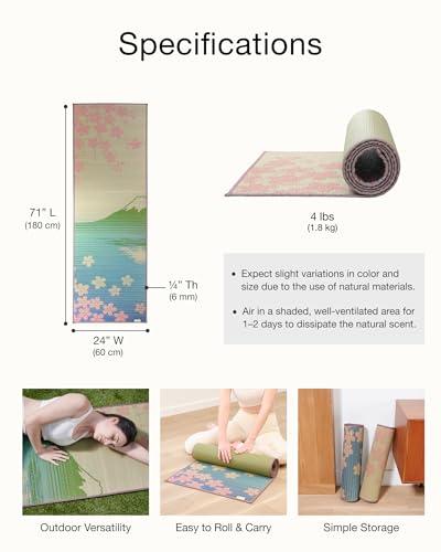 FULI Japanese Tatami Yoga Mat, Igusa Mat, Non-Slip Exercise & Fitness Mat